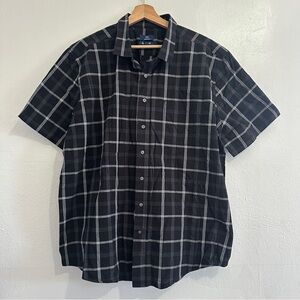 George Men's Black and White Plaid Button Down Shirt